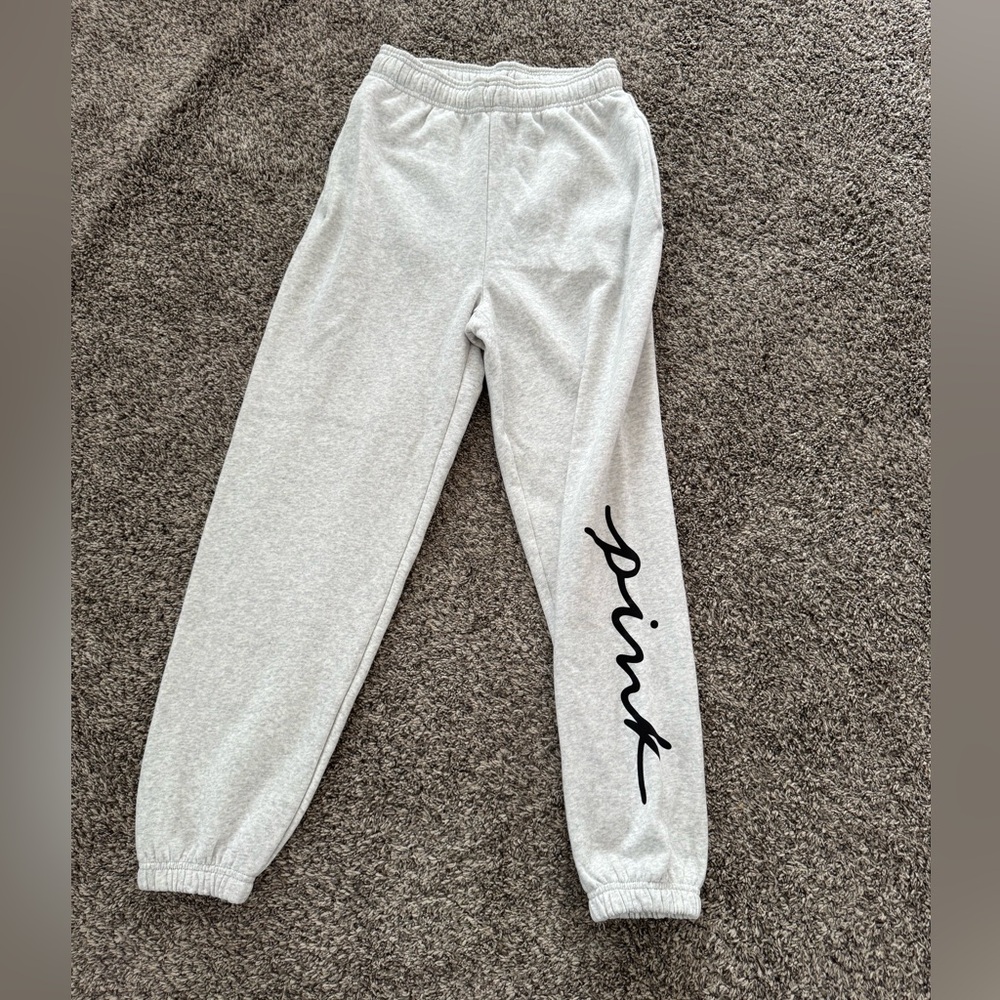 PINK Victoria's Secret Light Gray Campus Sweatpants